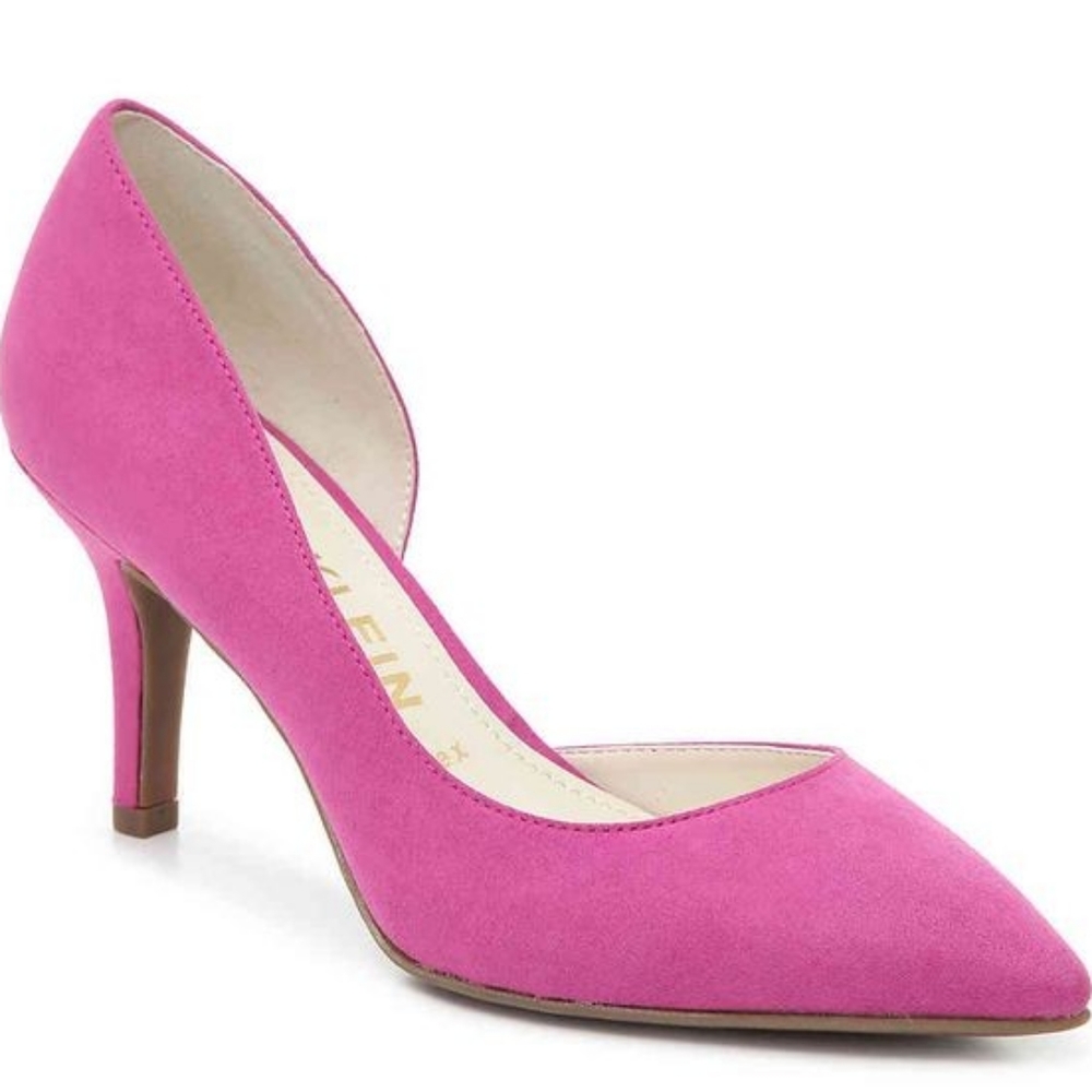 BNIB pink suede heels